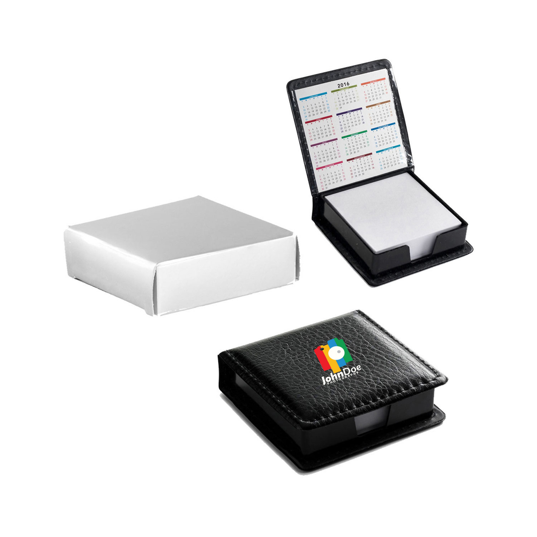 Leatherette Flip-Top Calendar Box with White Note Paper