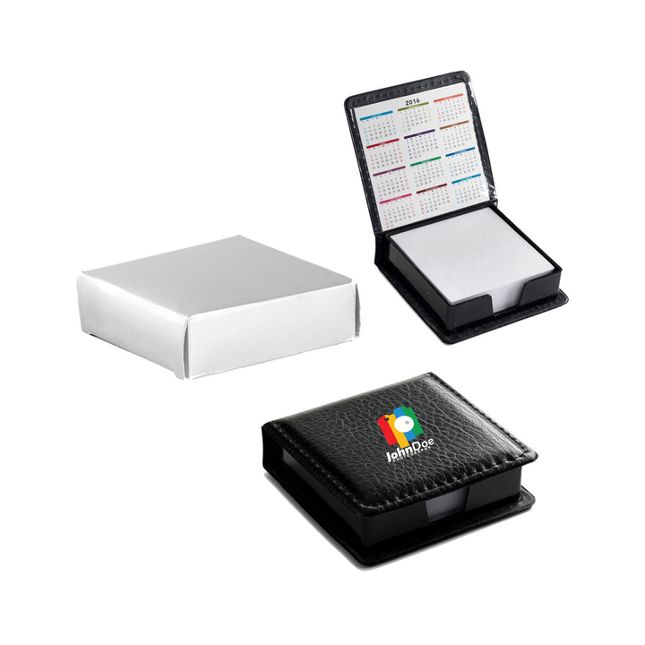 Leatherette Flip-Top Calendar Box with White Note Paper