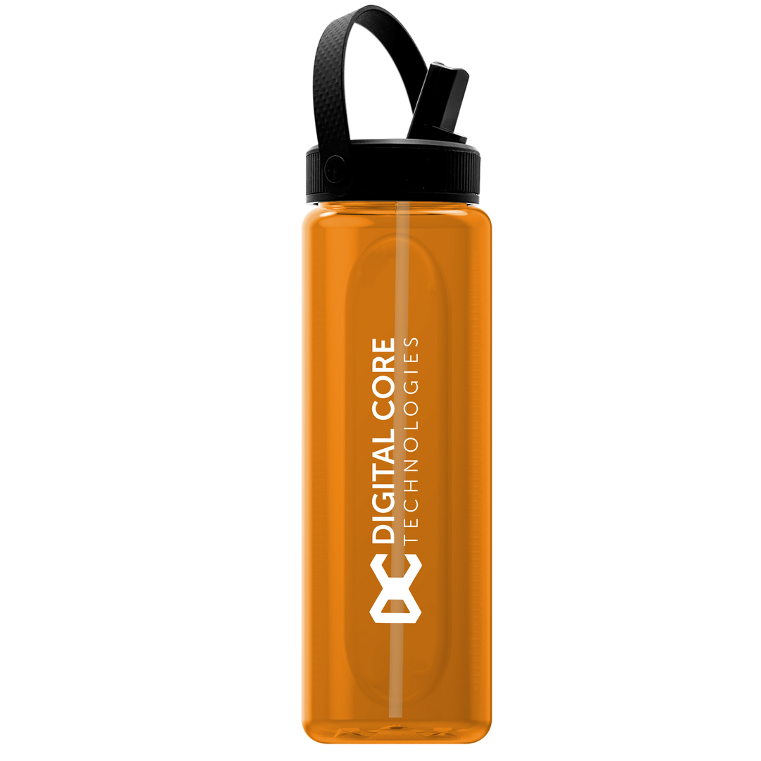 Garyline® Boss Embossed RPET Bottle with Flip-Straw, Swivel Handle Lid - 26 oz.