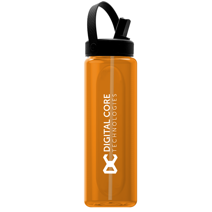 Garyline® Boss Embossed RPET Bottle with Flip-Straw, Swivel Handle Lid - 26 oz.