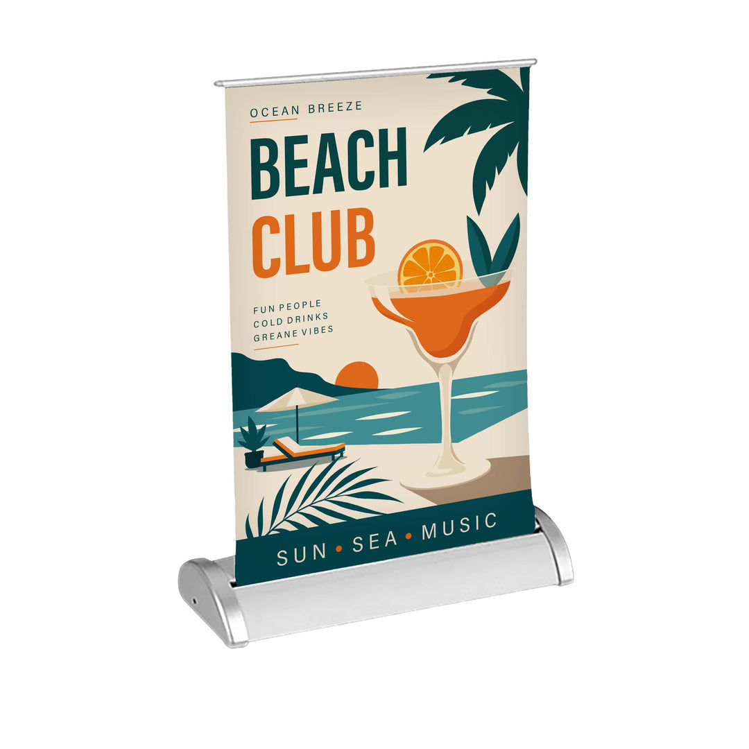 11 in. x 17 in. Pop-Up/Roll-Up Table Top Retractable Banner & Stand (Full Color)