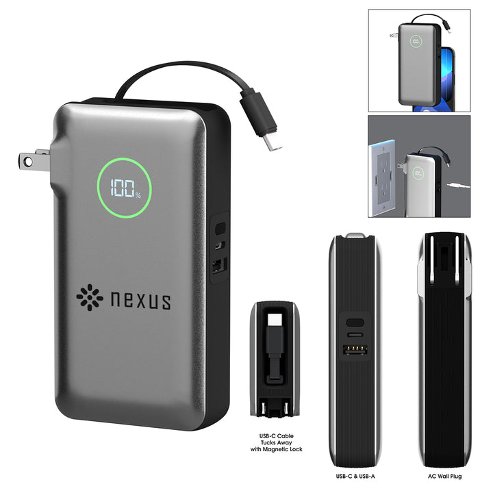 10,000 mAh PhoneSuit® Journey AC All-In-One Portable Battery Pack & Wall Adapter