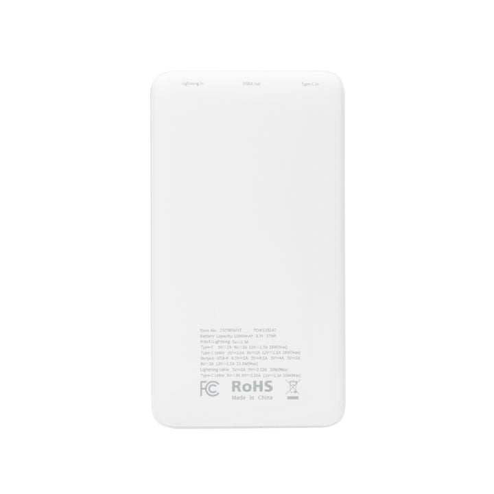 10,000 mAh Power Bank With Integrated Cables