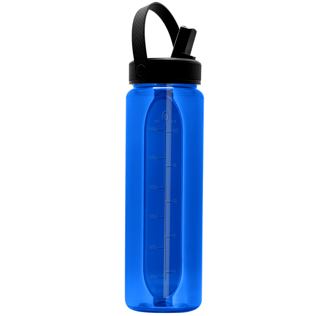 Garyline® Boss Embossed RPET Bottle with Flip-Straw, Swivel Handle Lid - 26 oz.