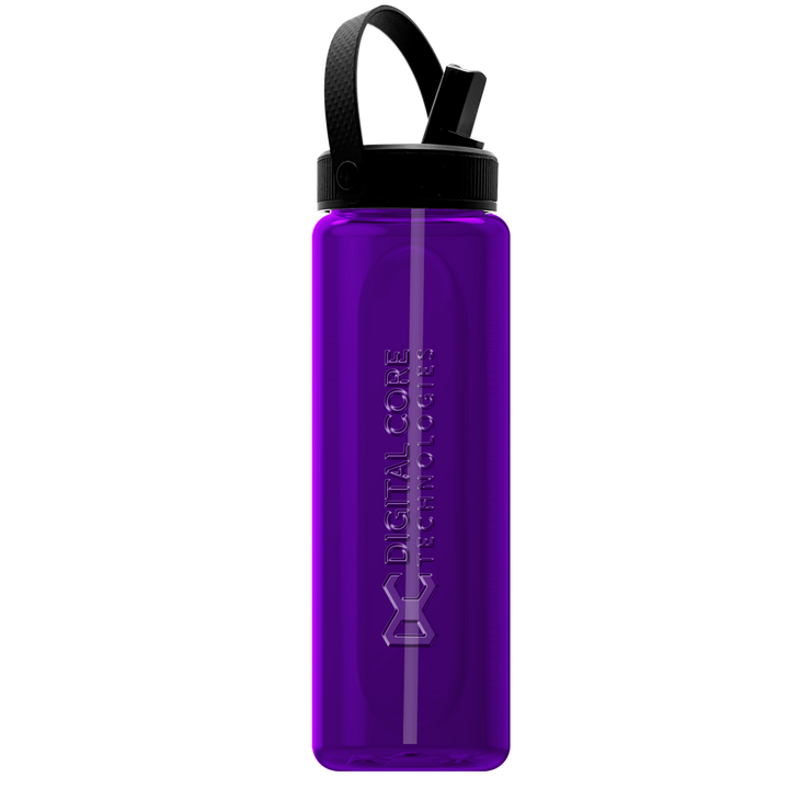 Garyline® Boss Embossed RPET Bottle with Flip-Straw, Swivel Handle Lid - 26 oz.