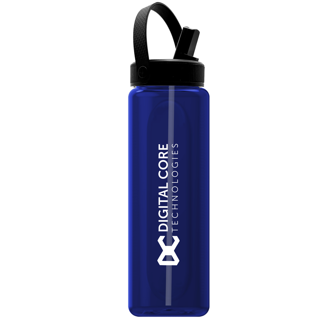 Garyline® Boss Embossed RPET Bottle with Flip-Straw, Swivel Handle Lid - 26 oz.