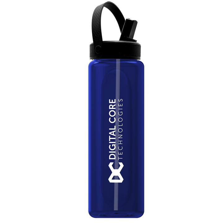 Garyline® Boss Embossed RPET Bottle with Flip-Straw, Swivel Handle Lid - 26 oz.