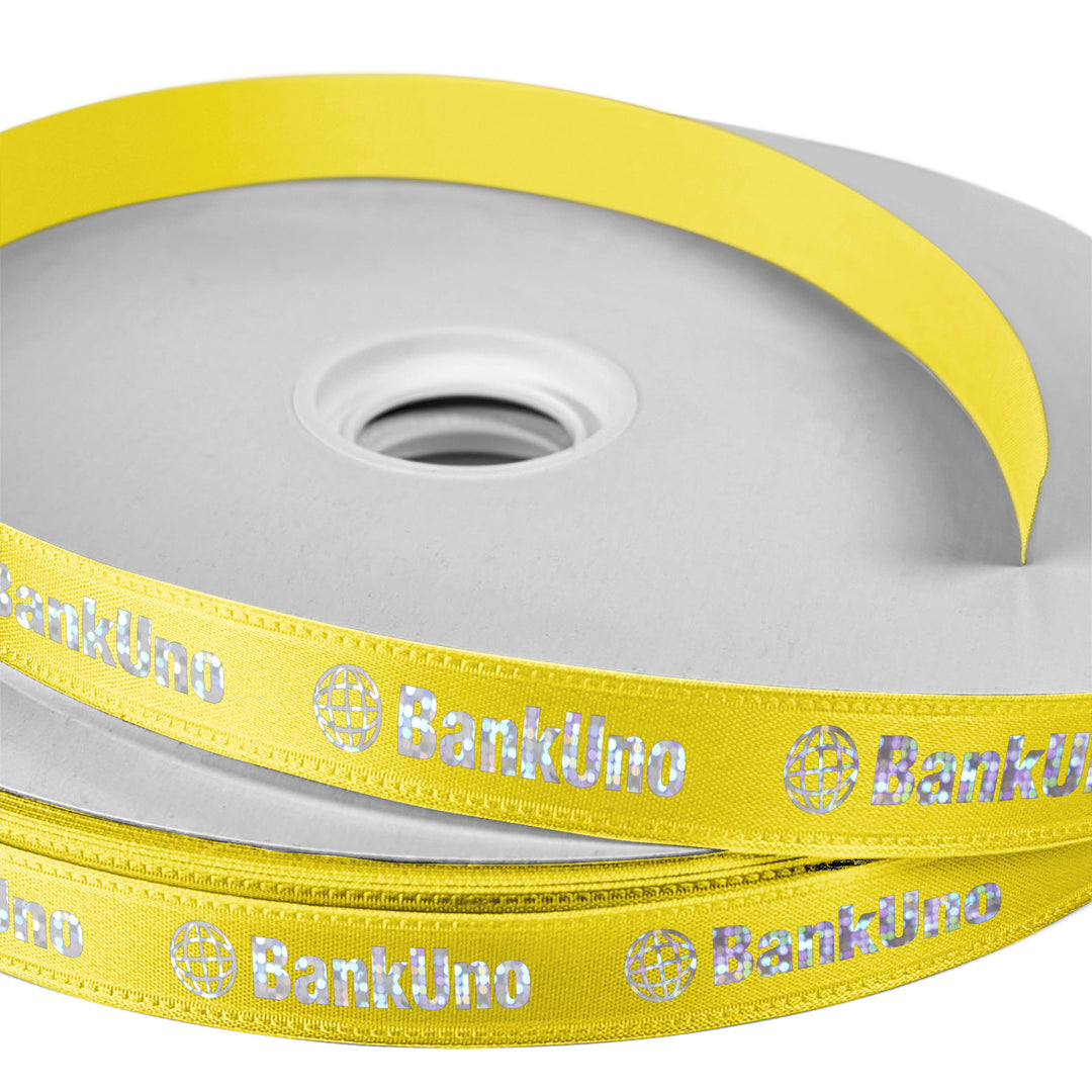 5/8" Badge Satin Ribbon - 100yd Roll - Foil Print