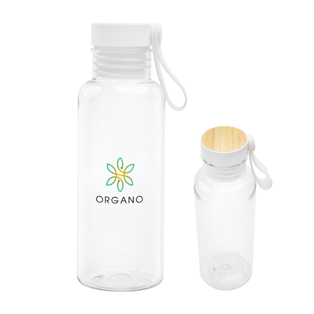 20 Oz. Case rPET Bottle with Bamboo Accent Lid and Silicone Easy Carry Handle