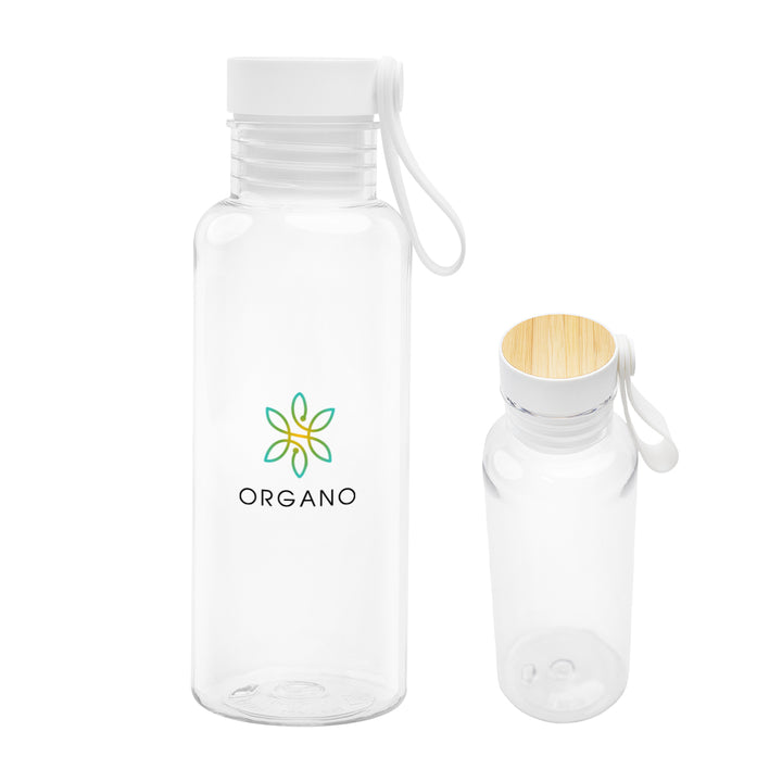 20 Oz. Case rPET Bottle with Bamboo Accent Lid and Silicone Easy Carry Handle