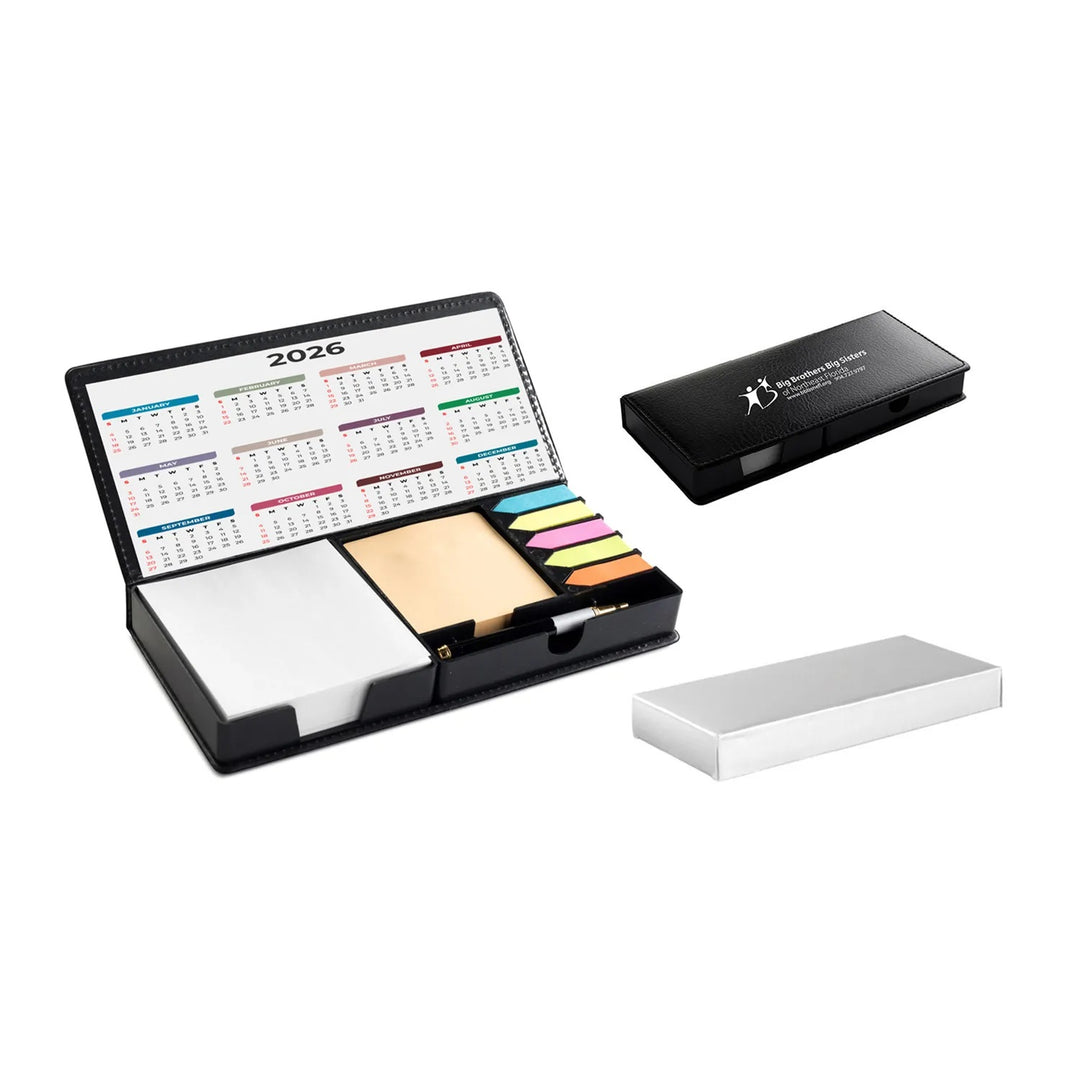 Leatherette Flip-Top Calendar Box with Pen