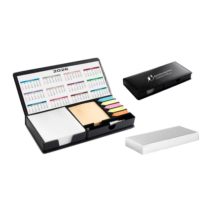 Leatherette Flip-Top Calendar Box with Pen