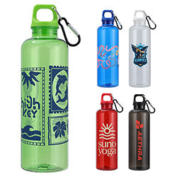 Aloha 25 oz RPET Reusable Translucent Bottle w/ Carabiner