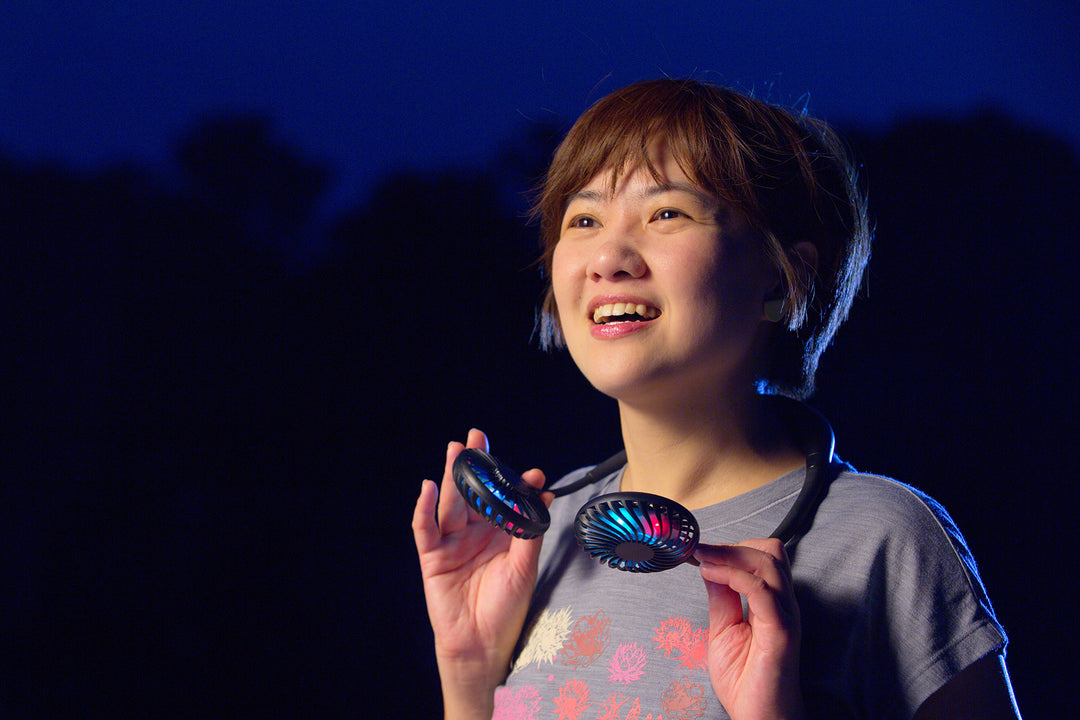 Dual Breeze Hands-Free Neck Fan with Mood Light