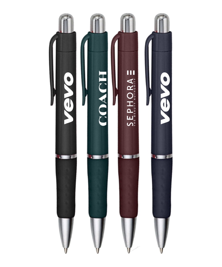 Rigid - Solid Colored Ballpoint Click Pen with grip