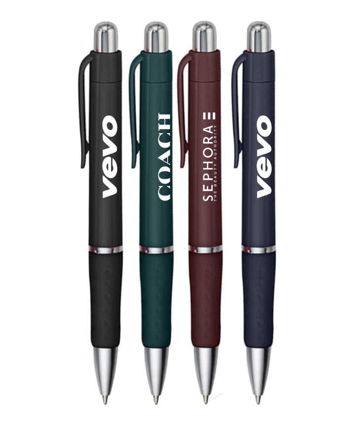 Rigid - Solid Colored Ballpoint Click Pen with grip