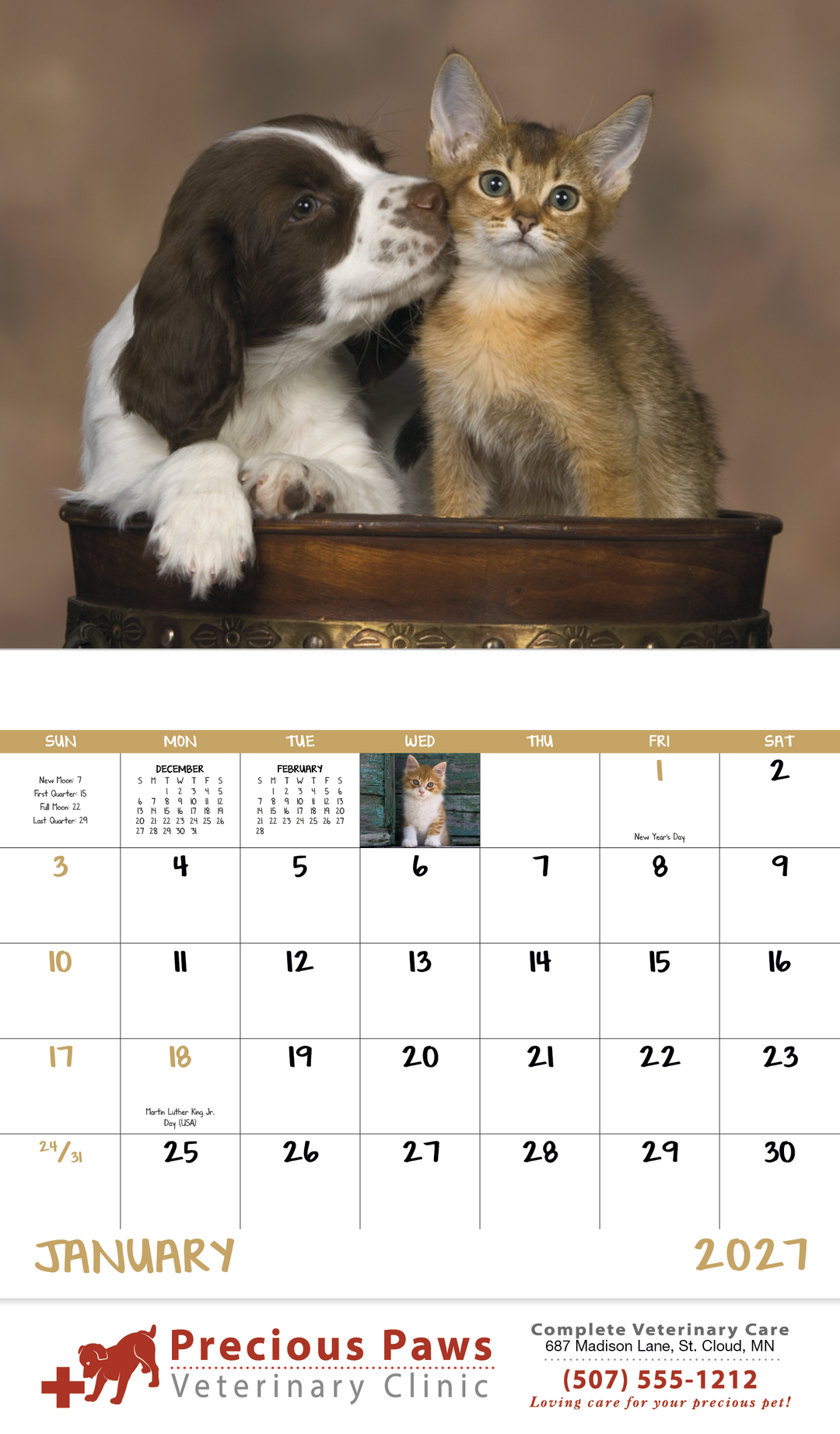 Good Value™ Puppies & Kittens - Stapled Calendar