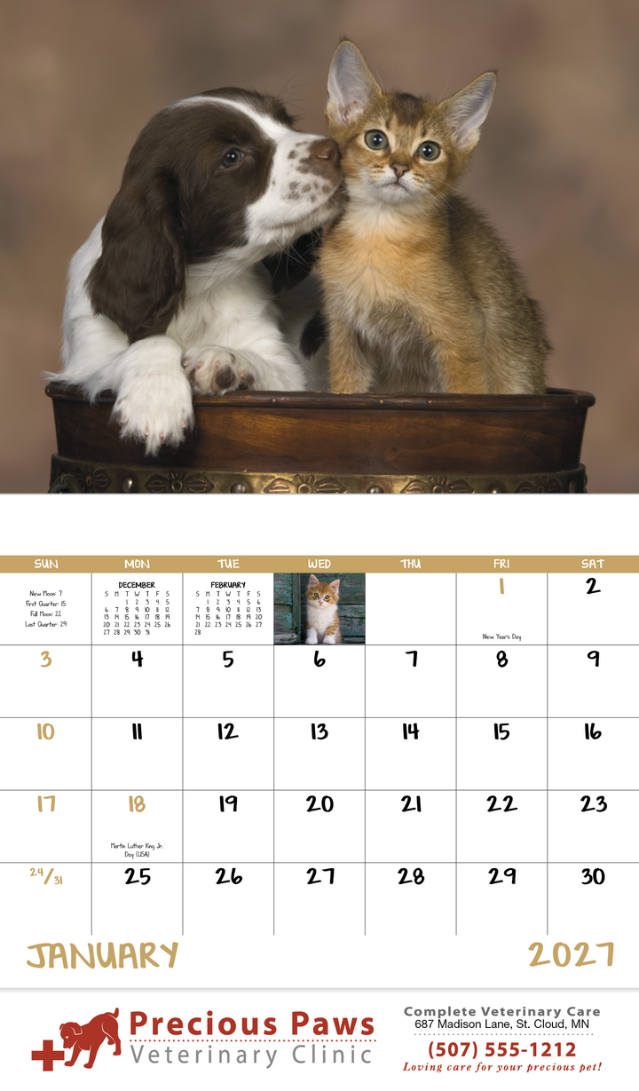 Good Value™ Puppies & Kittens - Stapled Calendar