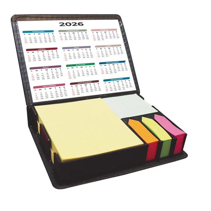 Leatherette Flip-Top Calendar Box with Sticky Sheets (CLOSEOUT)