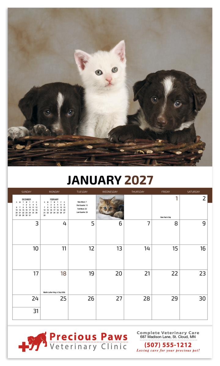 HotLine® Products Four Paws Appointment Calendar - Stapled