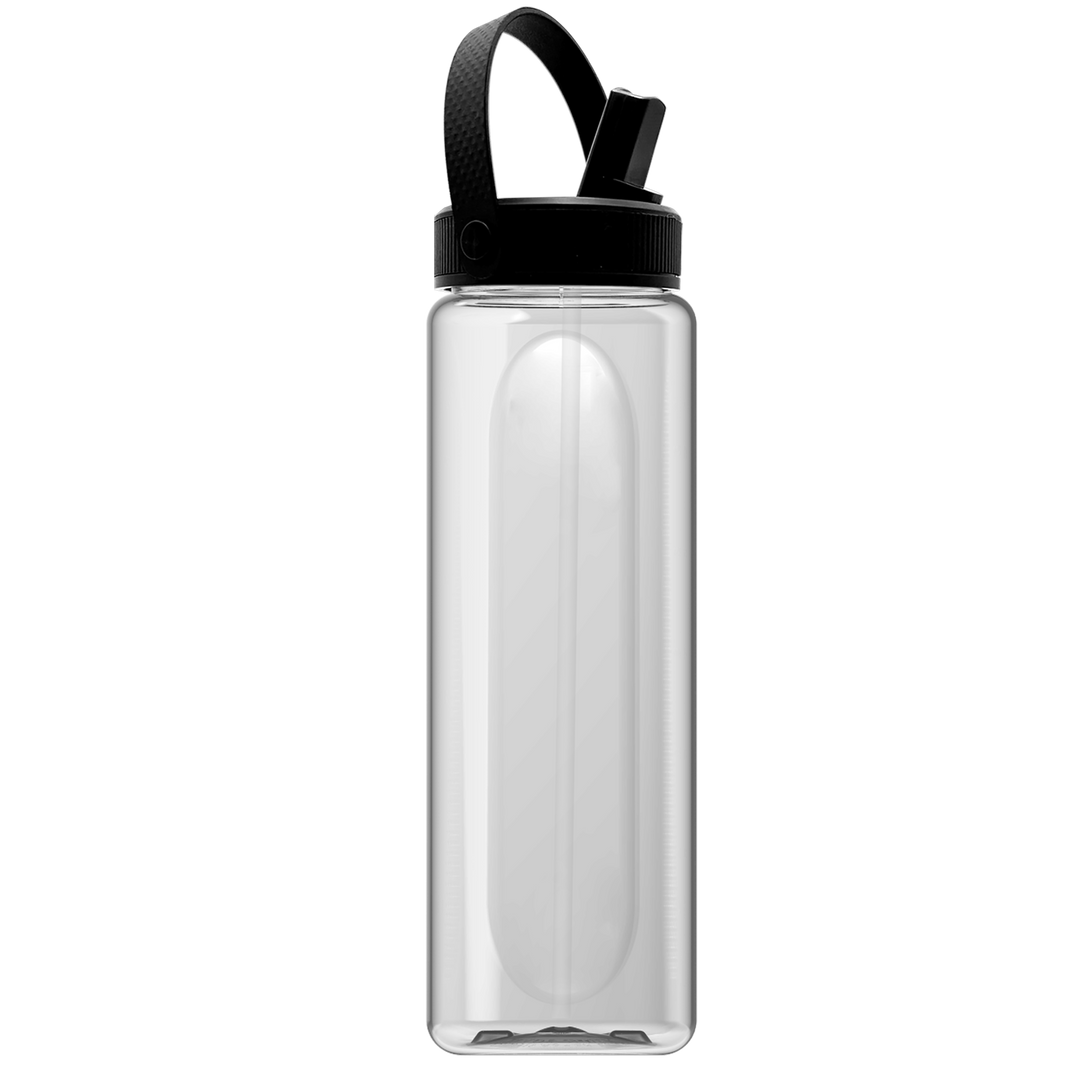 Garyline® Boss Embossed RPET Bottle with Flip-Straw, Swivel Handle Lid - 26 oz.