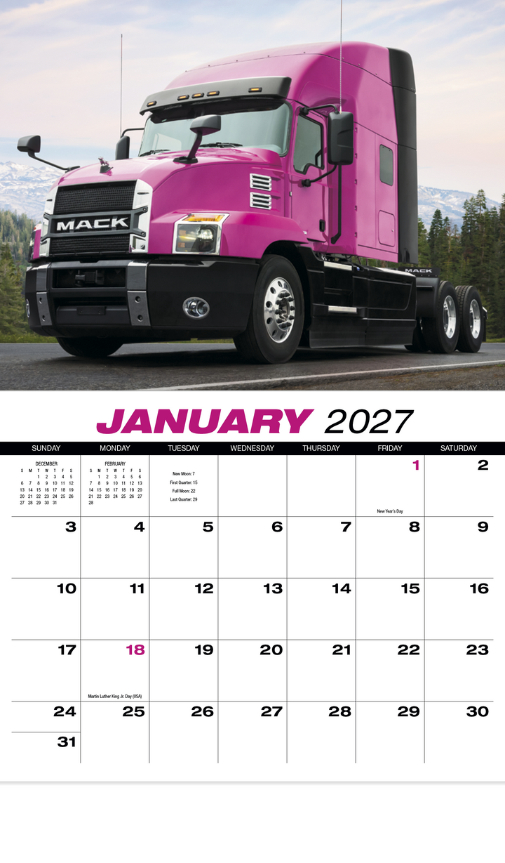 HotLine® Products 18-Wheeler Wall Appointment Calendar - Stapled