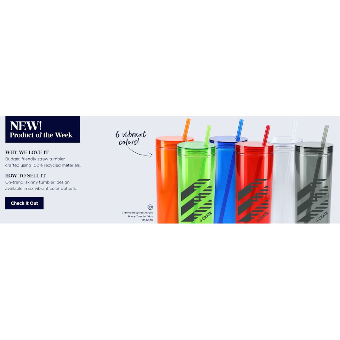 Chroma Recycled Acrylic Straw Tumbler 16oz
