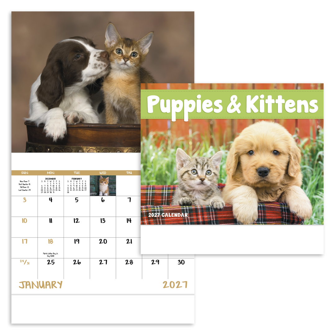 Good Value™ Puppies & Kittens - Stapled Calendar