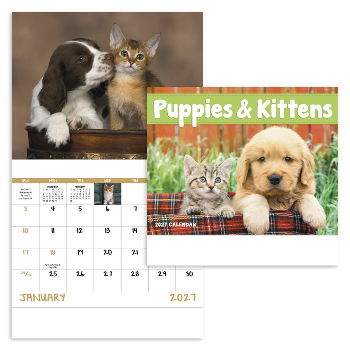 Good Value™ Puppies & Kittens - Stapled Calendar