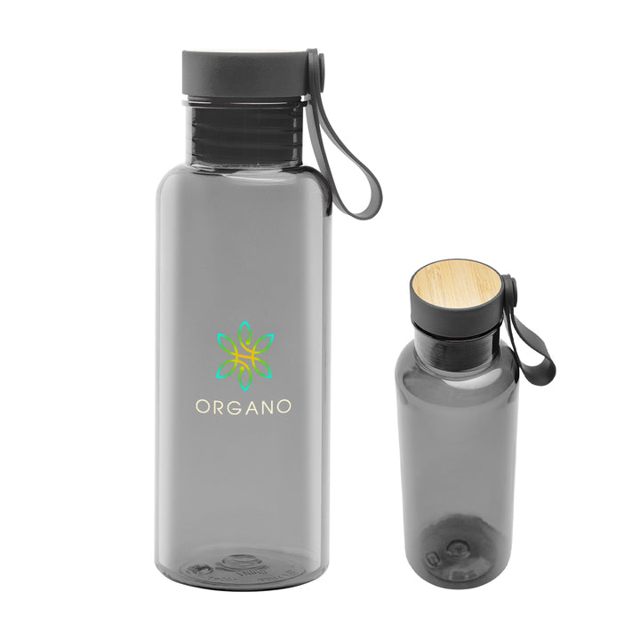 20 Oz. Case rPET Bottle with Bamboo Accent Lid and Silicone Easy Carry Handle