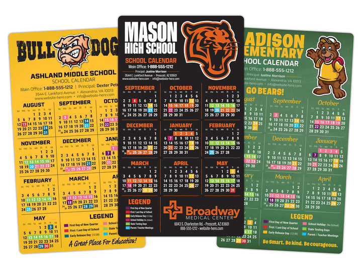 School Calendar Magnet - 4x7 Round Corners - 25 mil.