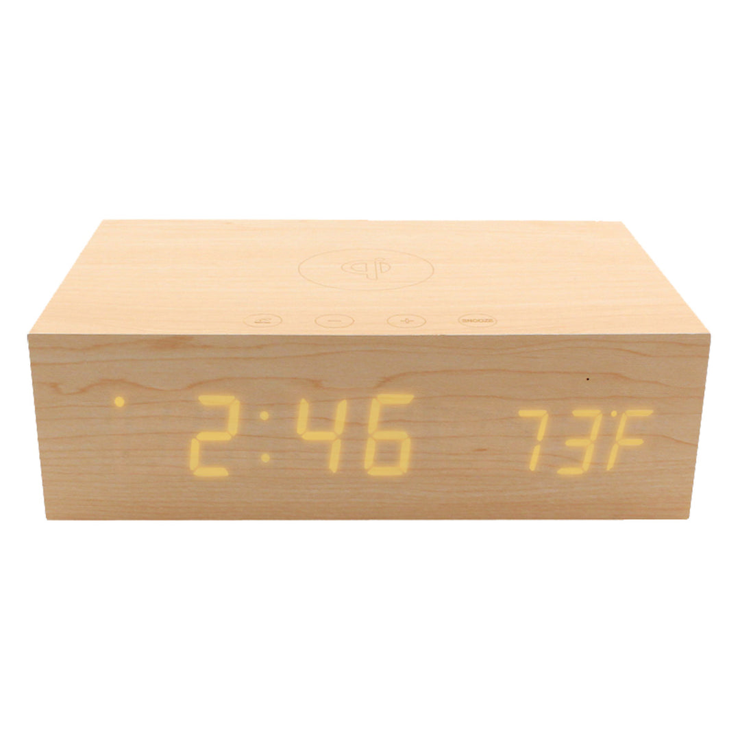 BlueSequoia Alarm Clock with Qi Charging Station and Wireless Speaker