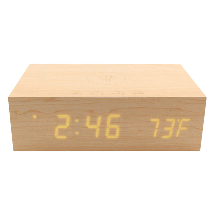 BlueSequoia Alarm Clock with Qi Charging Station and Wireless Speaker