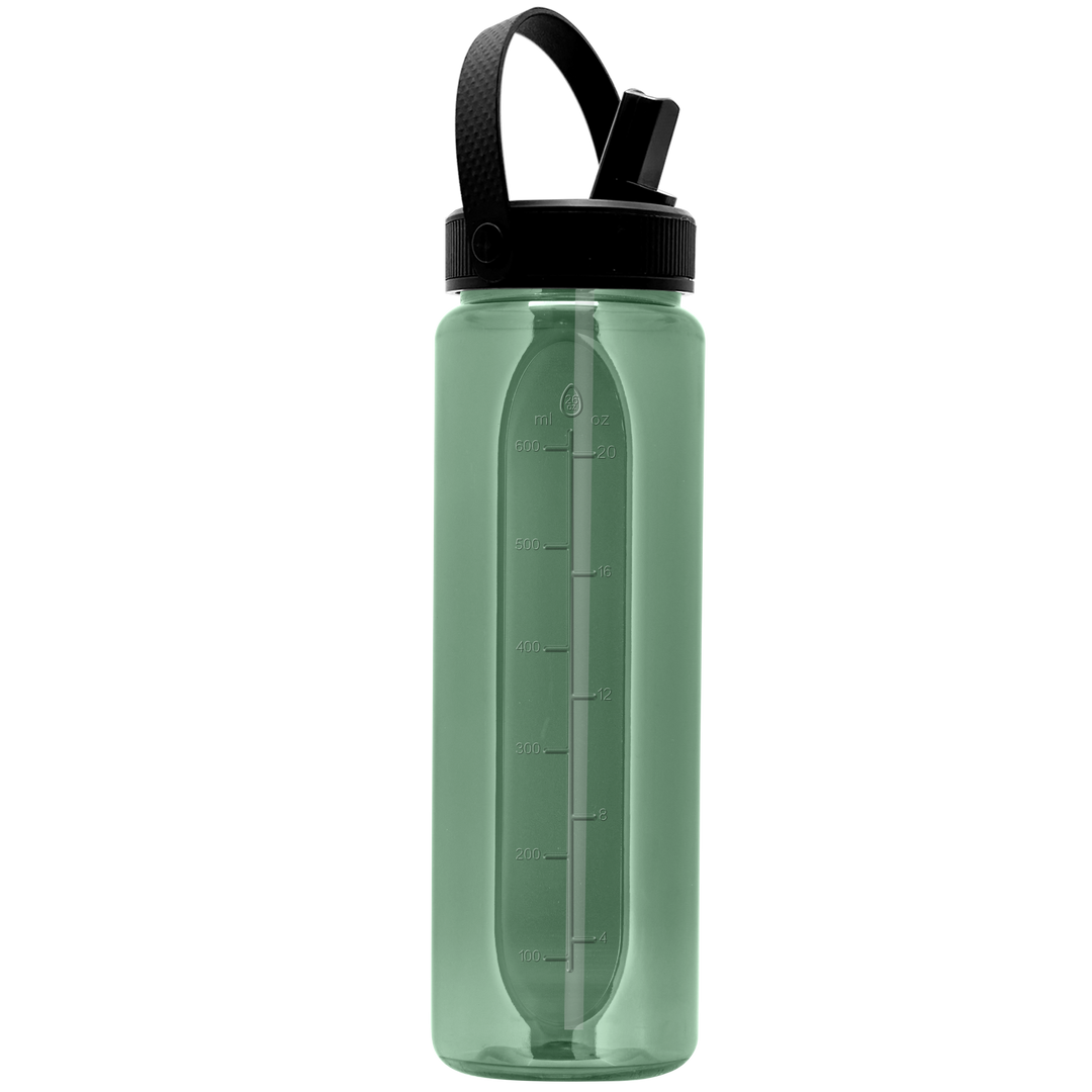 Garyline® Boss Embossed RPET Bottle with Flip-Straw, Swivel Handle Lid - 26 oz.