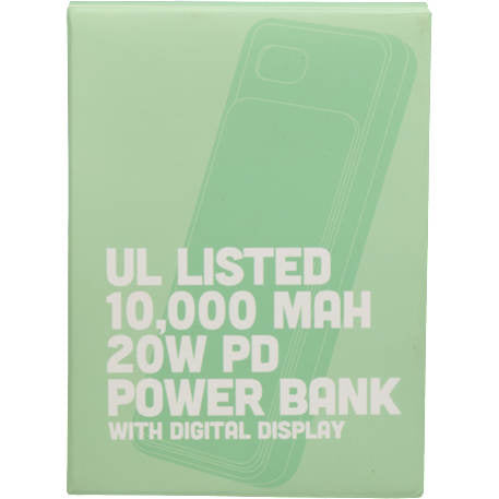 UL Listed 10000 mAh 20W Digital Display PowerBank