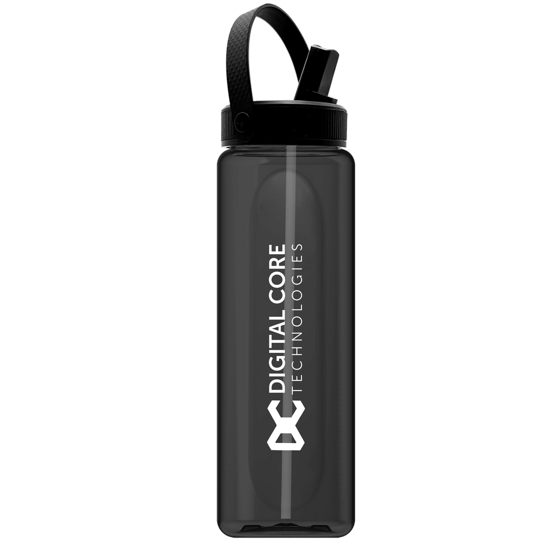 Garyline® Boss Embossed RPET Bottle with Flip-Straw, Swivel Handle Lid - 26 oz.