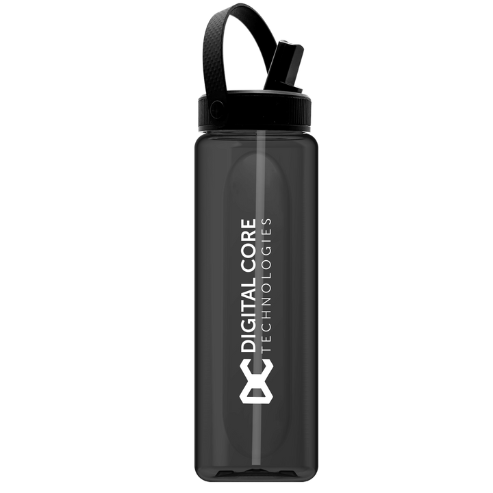 Garyline® Boss Embossed RPET Bottle with Flip-Straw, Swivel Handle Lid - 26 oz.