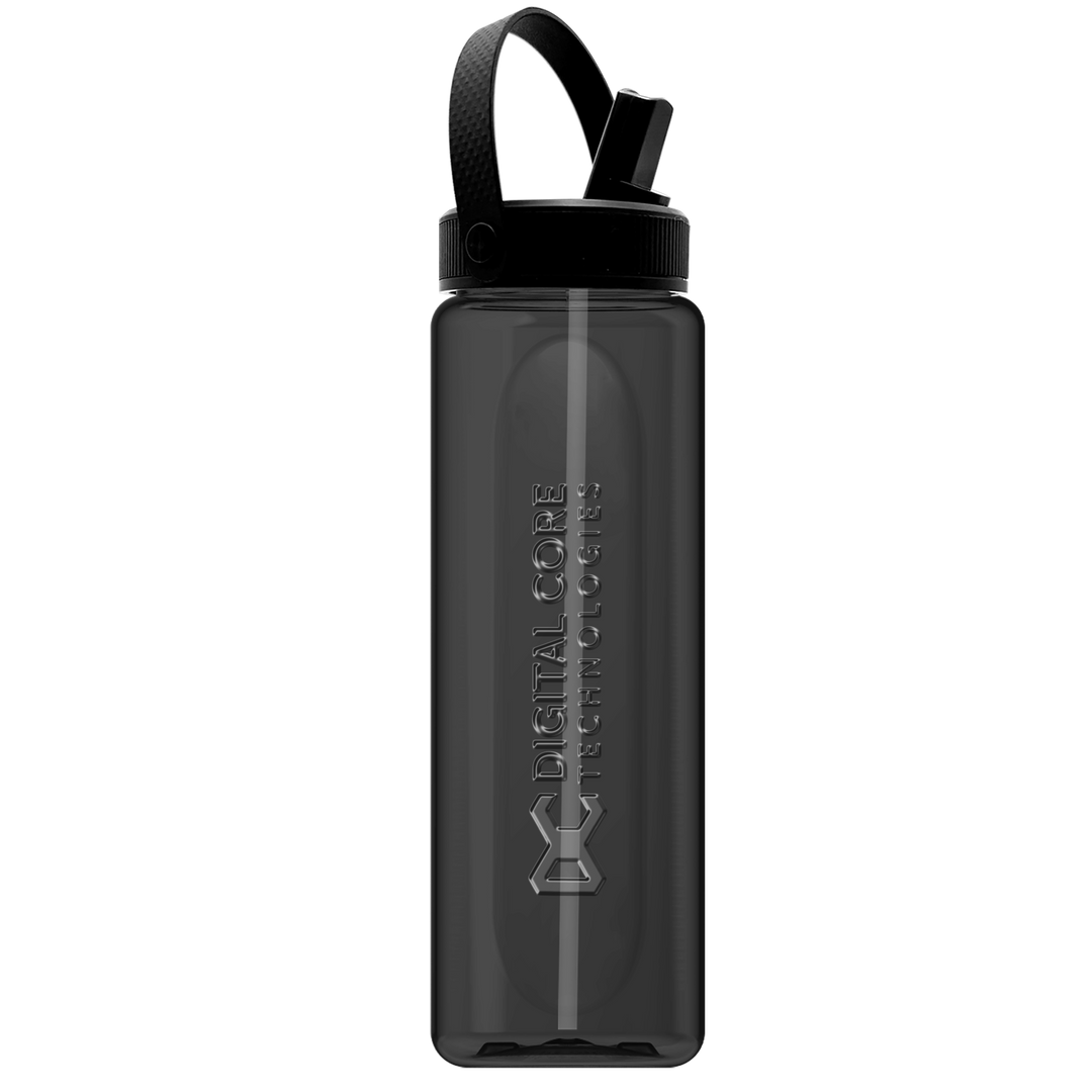 Garyline® Boss Embossed RPET Bottle with Flip-Straw, Swivel Handle Lid - 26 oz.